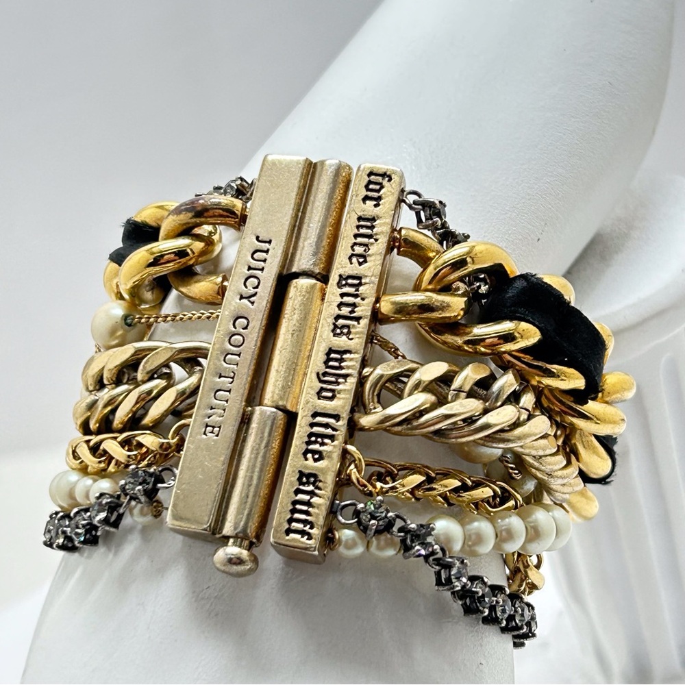 Juicy Couture, For Nice Girls, 6 Strand Bracelet, Gold, Crystal, Pearl